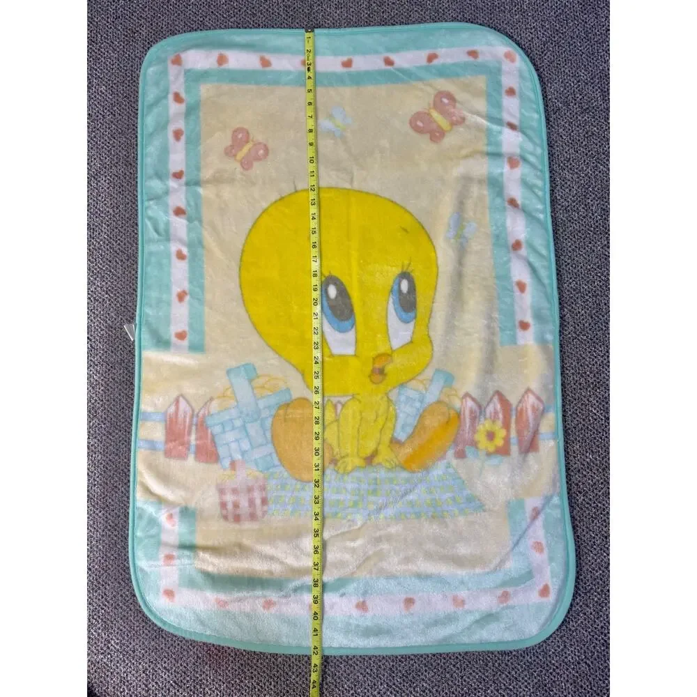 Vintage Baby Looney Tunes Baby Tweety Bird Pastel Infant Blanket 28x42